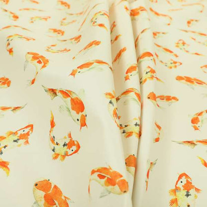 Freedom Printed Velvet Fabric Orange Koi Fish Swimming Pattern Furnishing Upholstery Fabric CTR-542 - Handmade Cushions
