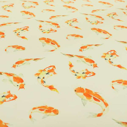 Freedom Printed Velvet Fabric Orange Koi Fish Swimming Pattern Furnishing Upholstery Fabric CTR-542 - Roman Blinds