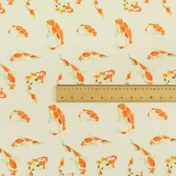 Freedom Printed Velvet Fabric Orange Koi Fish Swimming Pattern Furnishing Upholstery Fabric CTR-542 - Handmade Cushions