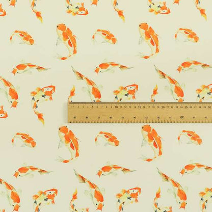 Freedom Printed Velvet Fabric Orange Koi Fish Swimming Pattern Furnishing Upholstery Fabric CTR-542 - Handmade Cushions