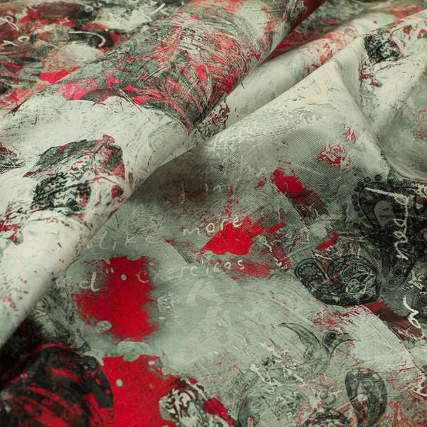 Freedom Printed Velvet Fabric Red Black Grey Abstract Art Modern Pattern Upholstery Fabrics CTR-544
