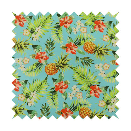 Freedom Printed Velvet Fabric Blue Colourful Floral Pineapple Fruits Pattern Upholstery Fabrics CTR-545 - Roman Blinds