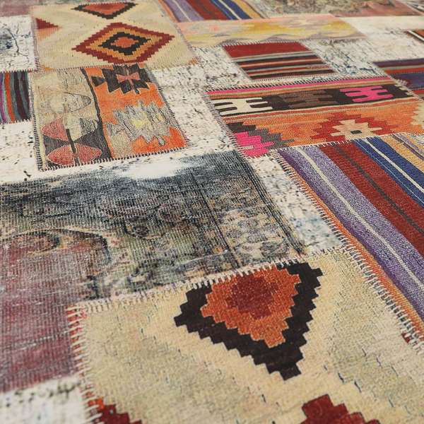 Freedom Printed Velvet Fabric Sewing Kilim Pattern Patchwork Multi Colour Upholstery Fabrics CTR-549 - Handmade Cushions