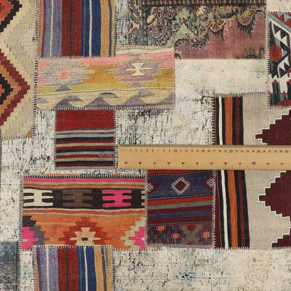 Freedom Printed Velvet Fabric Sewing Kilim Pattern Patchwork Multi Colour Upholstery Fabrics CTR-549 - Roman Blinds