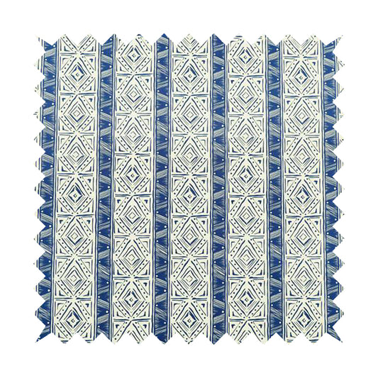 Freedom Printed Velvet Fabric Collection Tile Pattern In Blue Colour Upholstery Fabric CTR-55