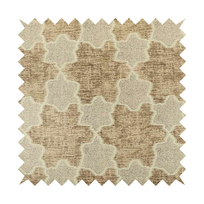 Freedom Printed Velvet Fabric Light Brown Star Funky Modern Pattern Furnishing Upholstery Fabric CTR-550 - Made To Measure Curtains