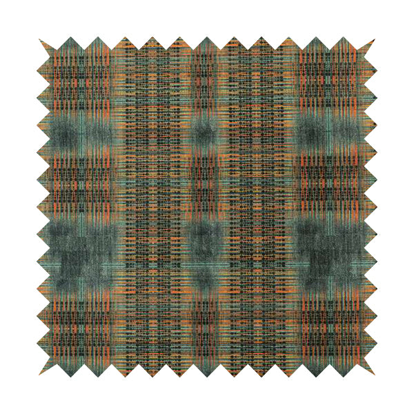 Freedom Printed Velvet Fabric Worn Out Blue Tartan Effect Pattern Furnishing Upholstery Fabrics CTR-551 - Handmade Cushions