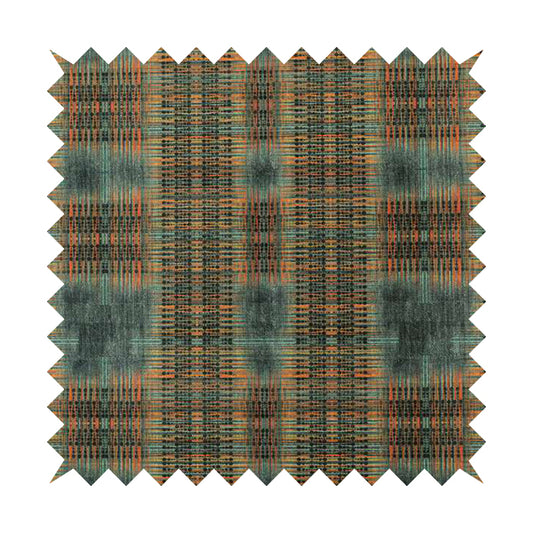 Freedom Printed Velvet Fabric Worn Out Blue Tartan Effect Pattern Furnishing Upholstery Fabrics CTR-551