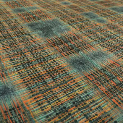 Freedom Printed Velvet Fabric Worn Out Blue Tartan Effect Pattern Furnishing Upholstery Fabrics CTR-551