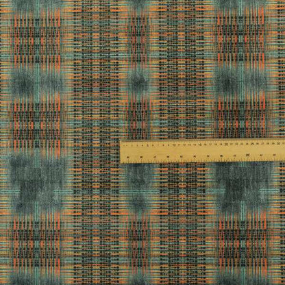 Freedom Printed Velvet Fabric Worn Out Blue Tartan Effect Pattern Furnishing Upholstery Fabrics CTR-551 - Made To Measure Curtains