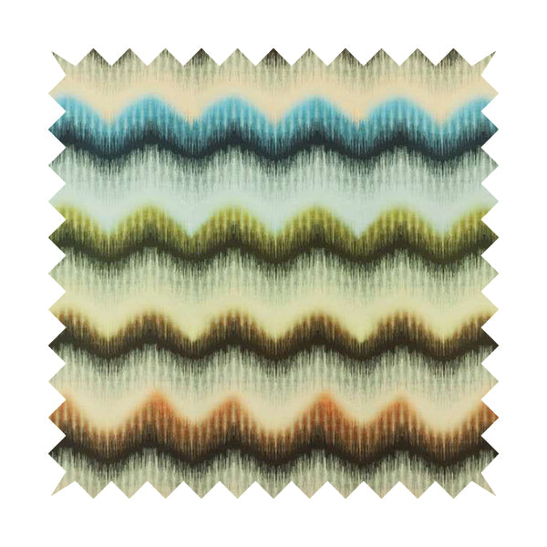 Freedom Printed Velvet Fabric Brushed Effect Stripe Pattern Blue Green Orange Upholstery Fabrics CTR-552 - Handmade Cushions