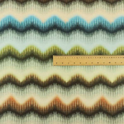 Freedom Printed Velvet Fabric Brushed Effect Stripe Pattern Blue Green Orange Upholstery Fabrics CTR-552