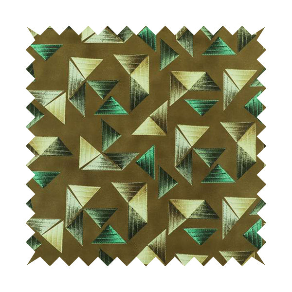 Freedom Printed Velvet Fabric Full Brown Colour Pyramid Geometric Pattern Upholstery Fabrics CTR-557 - Handmade Cushions