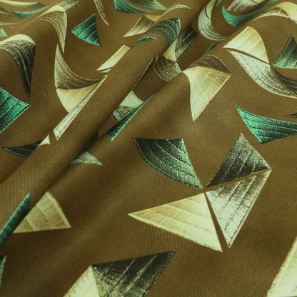 Freedom Printed Velvet Fabric Full Brown Colour Pyramid Geometric Pattern Upholstery Fabrics CTR-557 - Made To Measure Curtains