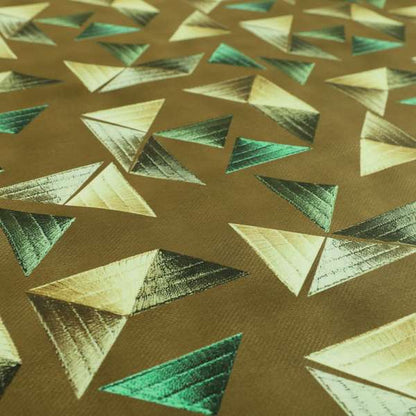 Freedom Printed Velvet Fabric Full Brown Colour Pyramid Geometric Pattern Upholstery Fabrics CTR-557 - Roman Blinds