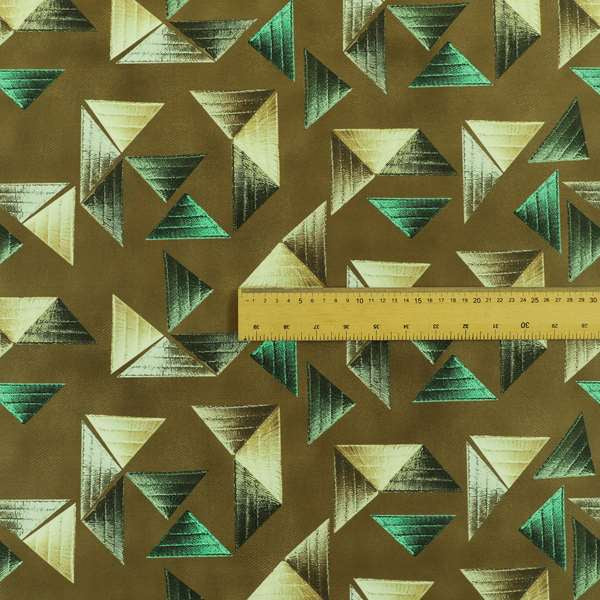 Freedom Printed Velvet Fabric Full Brown Colour Pyramid Geometric Pattern Upholstery Fabrics CTR-557 - Made To Measure Curtains