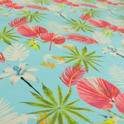 Freedom Printed Velvet Fabric Summer Fruits Blue Pink Green Floral Pattern Upholstery Fabrics CTR-559 - Made To Measure Curtains