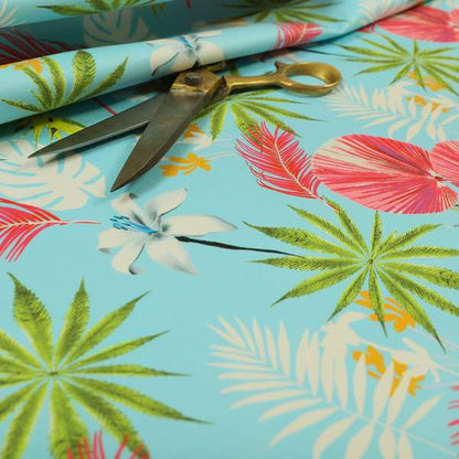 Freedom Printed Velvet Fabric Summer Fruits Blue Pink Green Floral Pattern Upholstery Fabrics CTR-559 - Roman Blinds