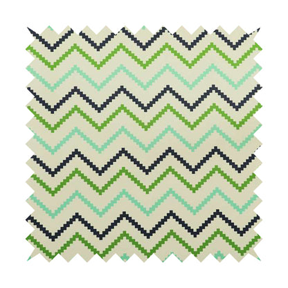 Freedom Printed Velvet Fabric Collection Geometric Chevron Pattern In Blue Green Colours Upholstery Fabric CTR-56 - Roman Blinds