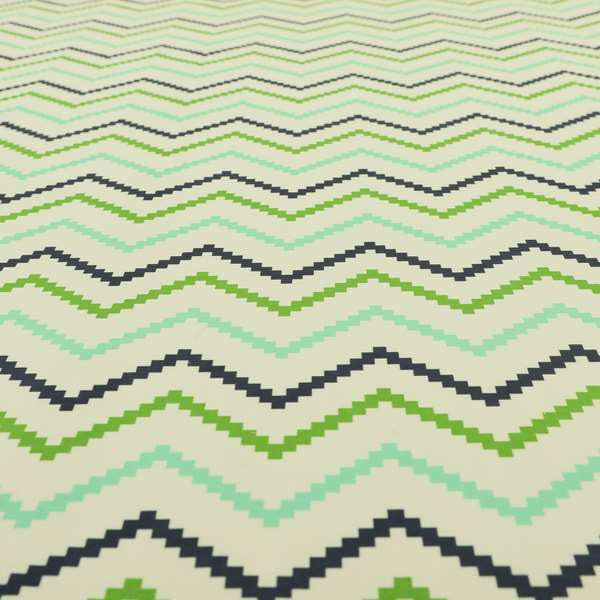 Freedom Printed Velvet Fabric Collection Geometric Chevron Pattern In Blue Green Colours Upholstery Fabric CTR-56 - Roman Blinds