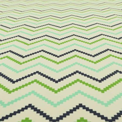 Freedom Printed Velvet Fabric Collection Geometric Chevron Pattern In Blue Green Colours Upholstery Fabric CTR-56