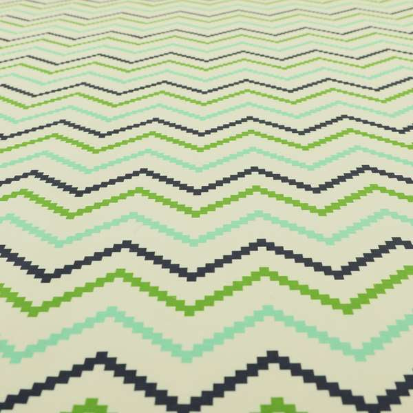 Freedom Printed Velvet Fabric Collection Geometric Chevron Pattern In Blue Green Colours Upholstery Fabric CTR-56 - Made To Measure Curtains