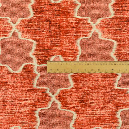 Freedom Printed Velvet Fabric Red Colour Star Funky Modern Pattern Upholstery Fabric CTR-562 - Roman Blinds