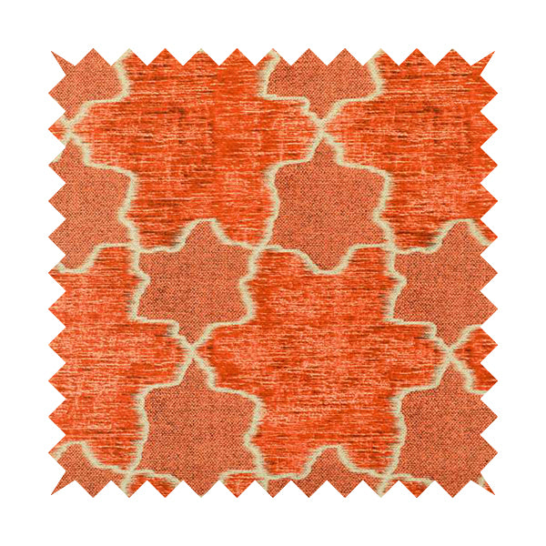 Freedom Printed Velvet Fabric Orange Colour Star Funky Modern Pattern Upholstery Fabric CTR-563 - Roman Blinds