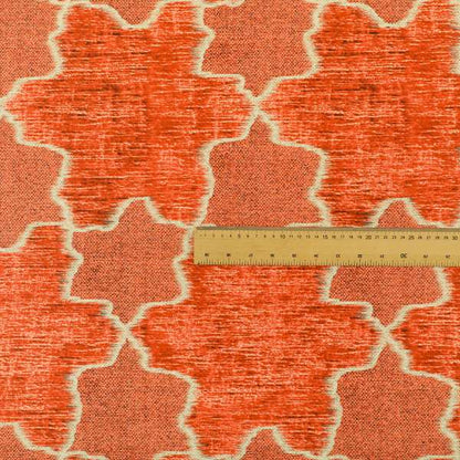 Freedom Printed Velvet Fabric Orange Colour Star Funky Modern Pattern Upholstery Fabric CTR-563 - Roman Blinds