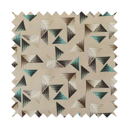 Freedom Printed Velvet Fabric Light Brown Colour Pyramid Geometric Pattern Upholstery Fabric CTR-564 - Roman Blinds