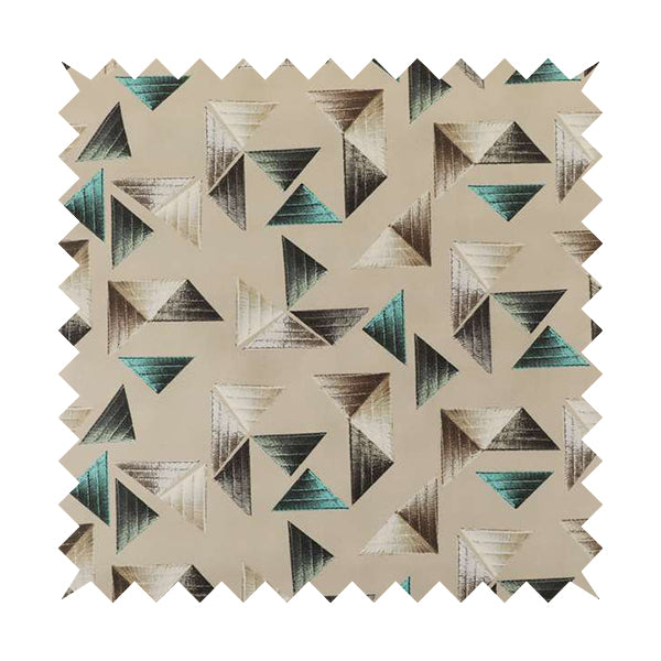 Freedom Printed Velvet Fabric Light Brown Colour Pyramid Geometric Pattern Upholstery Fabric CTR-564 - Handmade Cushions