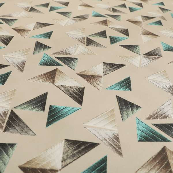 Freedom Printed Velvet Fabric Light Brown Colour Pyramid Geometric Pattern Upholstery Fabric CTR-564 - Roman Blinds