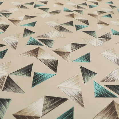 Freedom Printed Velvet Fabric Light Brown Colour Pyramid Geometric Pattern Upholstery Fabric CTR-564 - Handmade Cushions