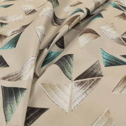 Freedom Printed Velvet Fabric Light Brown Colour Pyramid Geometric Pattern Upholstery Fabric CTR-564 - Made To Measure Curtains