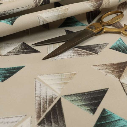 Freedom Printed Velvet Fabric Light Brown Colour Pyramid Geometric Pattern Upholstery Fabric CTR-564 - Roman Blinds