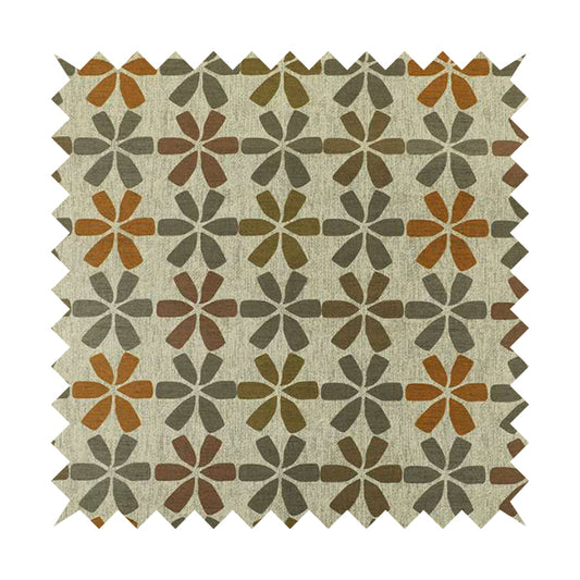 Freedom Printed Velvet Fabric Brown Grey Orange Uniform Star Shape Pattern Upholstery Fabric CTR-565