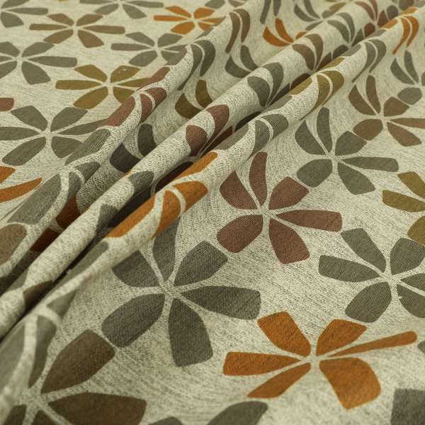 Freedom Printed Velvet Fabric Brown Grey Orange Uniform Star Shape Pattern Upholstery Fabric CTR-565