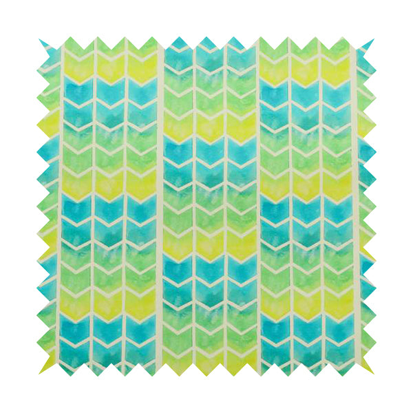Freedom Printed Velvet Fabric Collection Chevron Pattern In Blue Green ...
