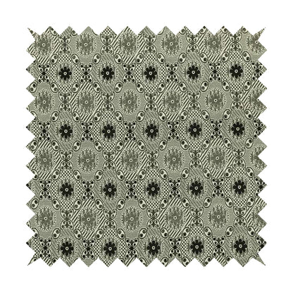 Kodiak Textured Glitter Upholstery Furnishing Pattern Fabric Small Floral In Black Grey Silver CTR-570