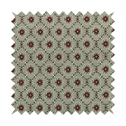 Kodiak Textured Glitter Upholstery Furnishing Pattern Fabric Small Floral In Red Silver CTR-574 - Roman Blinds