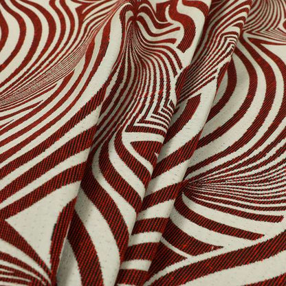 Anchorage Modern Funky Stripe Zebra Style Design Red White Lightweight Furnishing Fabrics CTR-579 - Roman Blinds