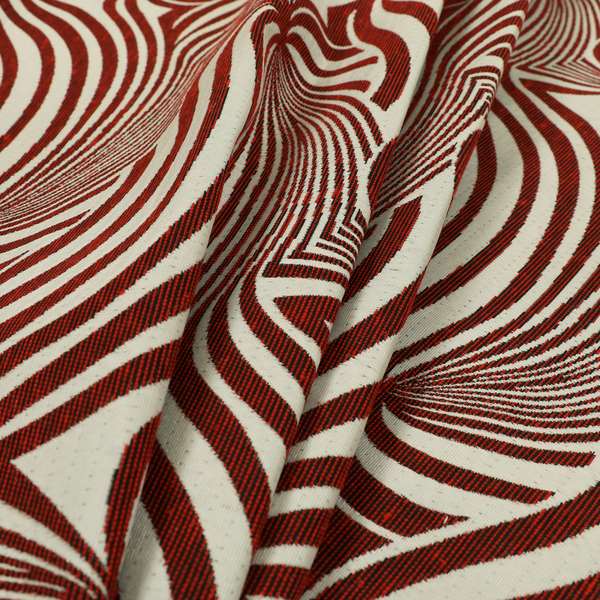 Anchorage Modern Funky Stripe Zebra Style Design Red White Lightweight Furnishing Fabrics CTR-579 - Handmade Cushions