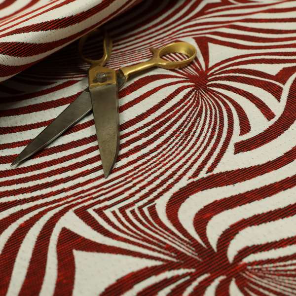 Anchorage Modern Funky Stripe Zebra Style Design Red White Lightweight Furnishing Fabrics CTR-579 - Roman Blinds