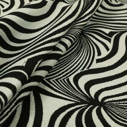 Anchorage Modern Funky Stripe Zebra Style Design Black White Lightweight Furnishing Fabrics CTR-580 - Roman Blinds