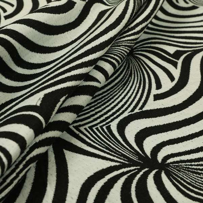 Anchorage Modern Funky Stripe Zebra Style Design Black White Lightweight Furnishing Fabrics CTR-580