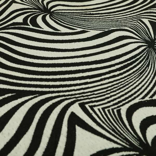 Anchorage Modern Funky Stripe Zebra Style Design Black White Lightweight Furnishing Fabrics CTR-580 - Roman Blinds