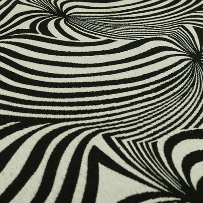 Anchorage Modern Funky Stripe Zebra Style Design Black White Lightweight Furnishing Fabrics CTR-580 - Roman Blinds