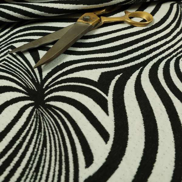 Anchorage Modern Funky Stripe Zebra Style Design Black White Lightweight Furnishing Fabrics CTR-580 - Roman Blinds