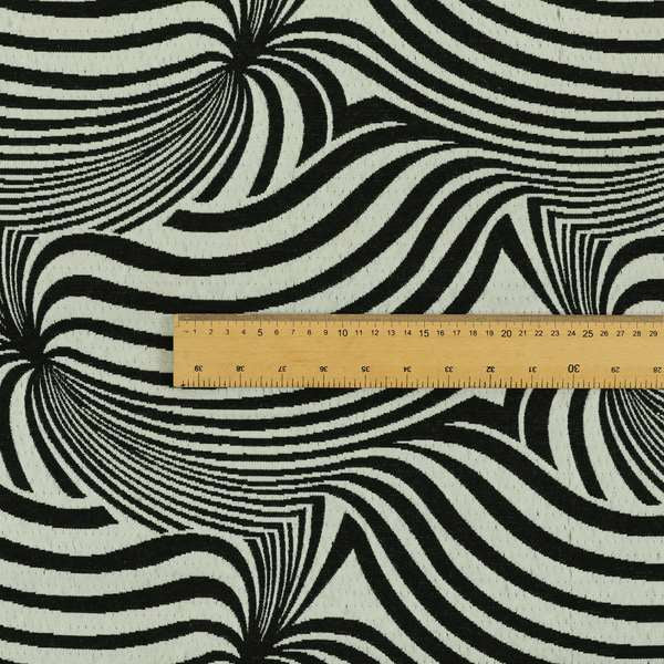 Anchorage Modern Funky Stripe Zebra Style Design Black White Lightweight Furnishing Fabrics CTR-580 - Roman Blinds