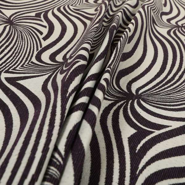 Anchorage Modern Funky Stripe Zebra Style Design Purple White Lightweight Furnishing Fabrics CTR-581